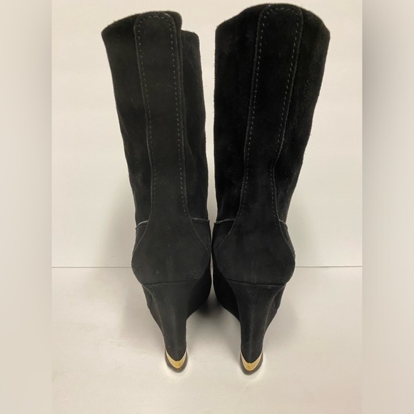 Louis Vuitton suede wedge boots heels black 36.5 - Picture 5 of 10
